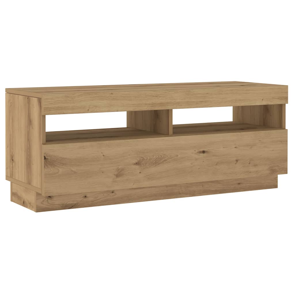 Meuble TV avec lumières LED chêne artisanal bois d'ingénierie - XIOS