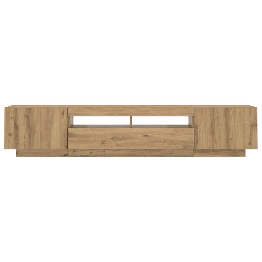Meuble TV avec lumières LED chêne artisanal bois d'ingénierie - XIOS