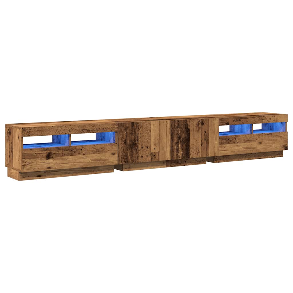 Meuble TV avec lumières LED vieux bois bois d'ingénierie - XIOS