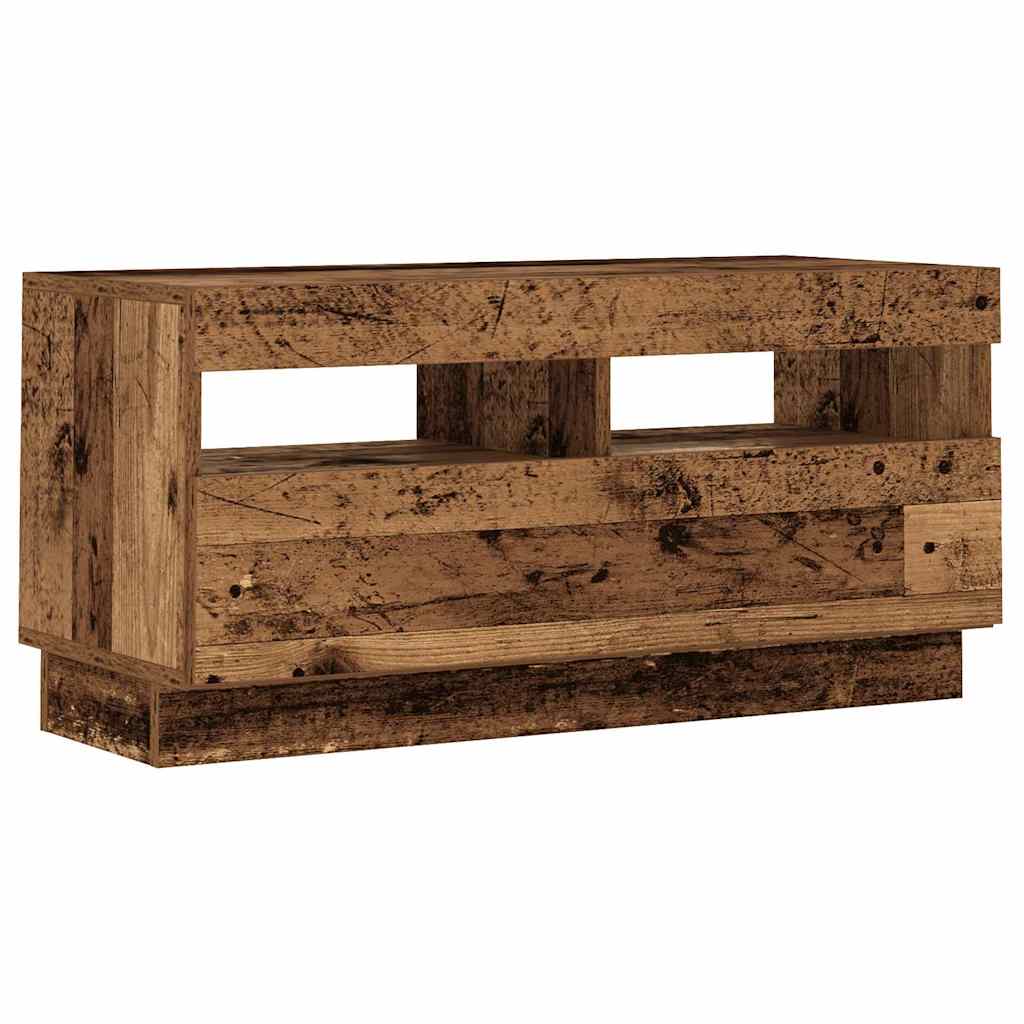 Meuble TV avec lumières LED vieux bois bois d'ingénierie - XIOS