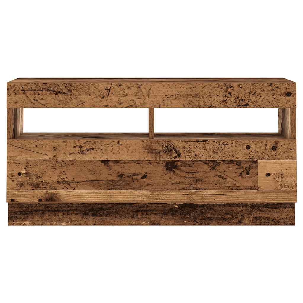 Meuble TV avec lumières LED vieux bois bois d'ingénierie - XIOS
