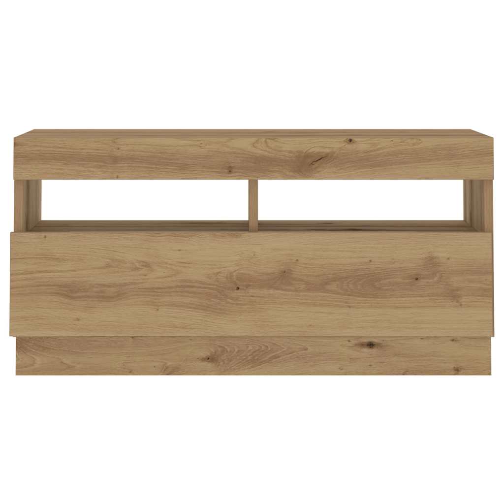 Meuble TV avec lumières LED chêne artisanal bois d'ingénierie - XIOS