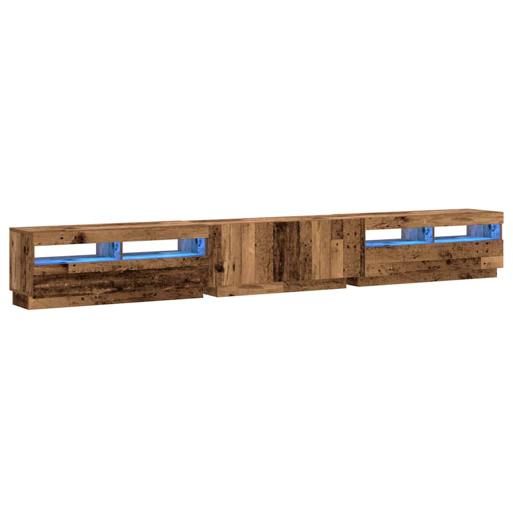 Meuble TV avec lumières LED vieux bois bois d'ingénierie - XIOS
