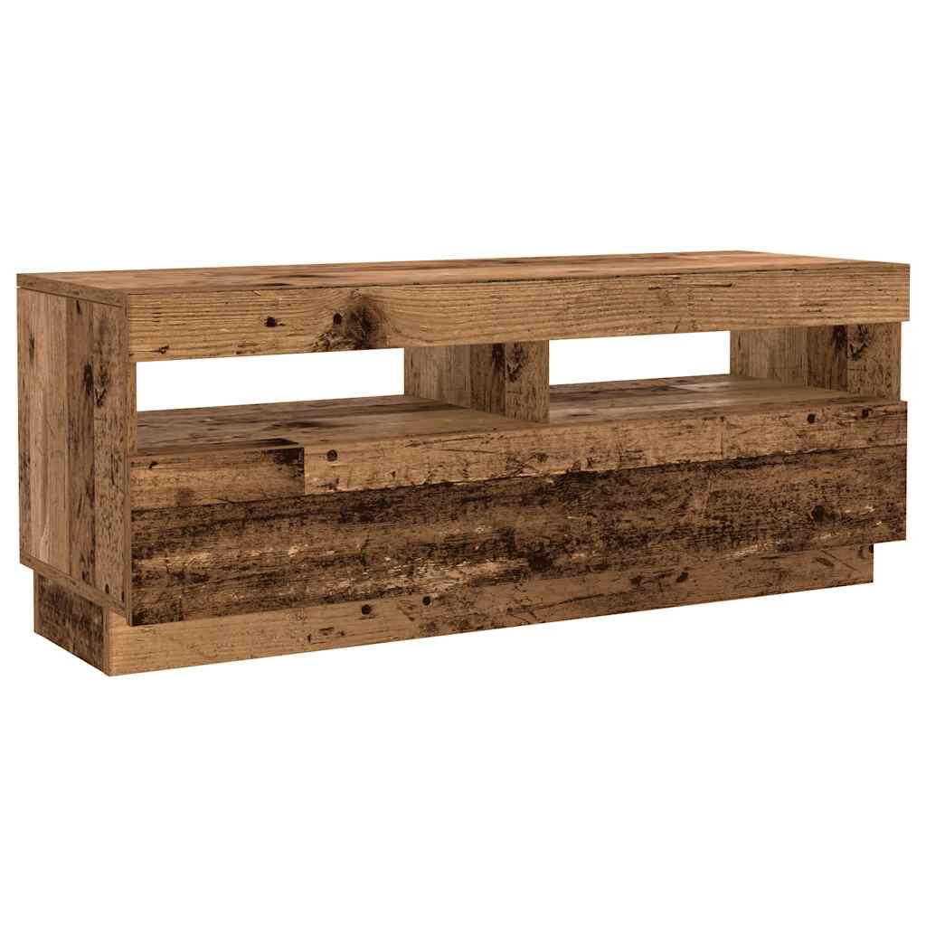 Meuble TV avec lumières LED vieux bois bois d'ingénierie - XIOS
