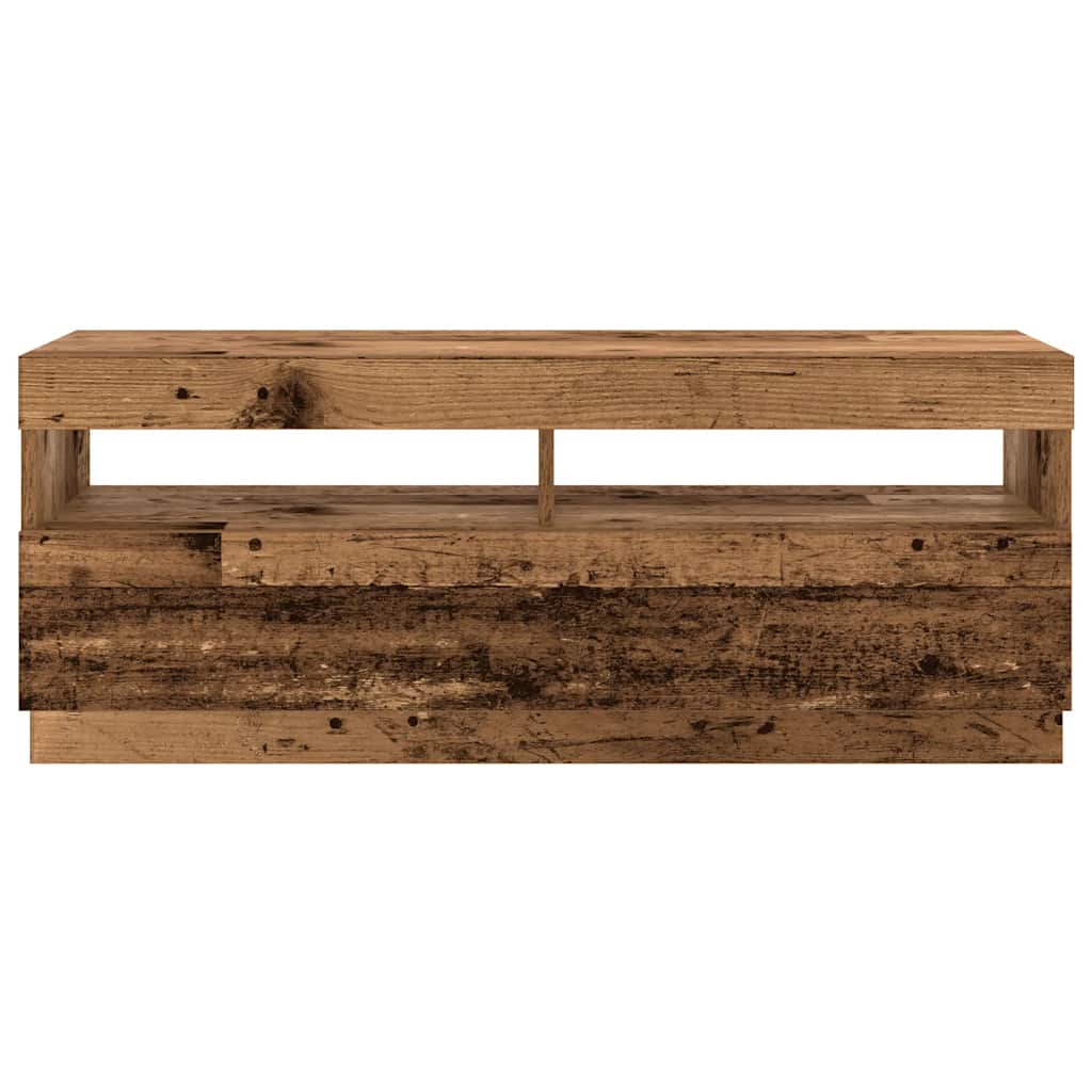Meuble TV avec lumières LED vieux bois bois d'ingénierie - XIOS