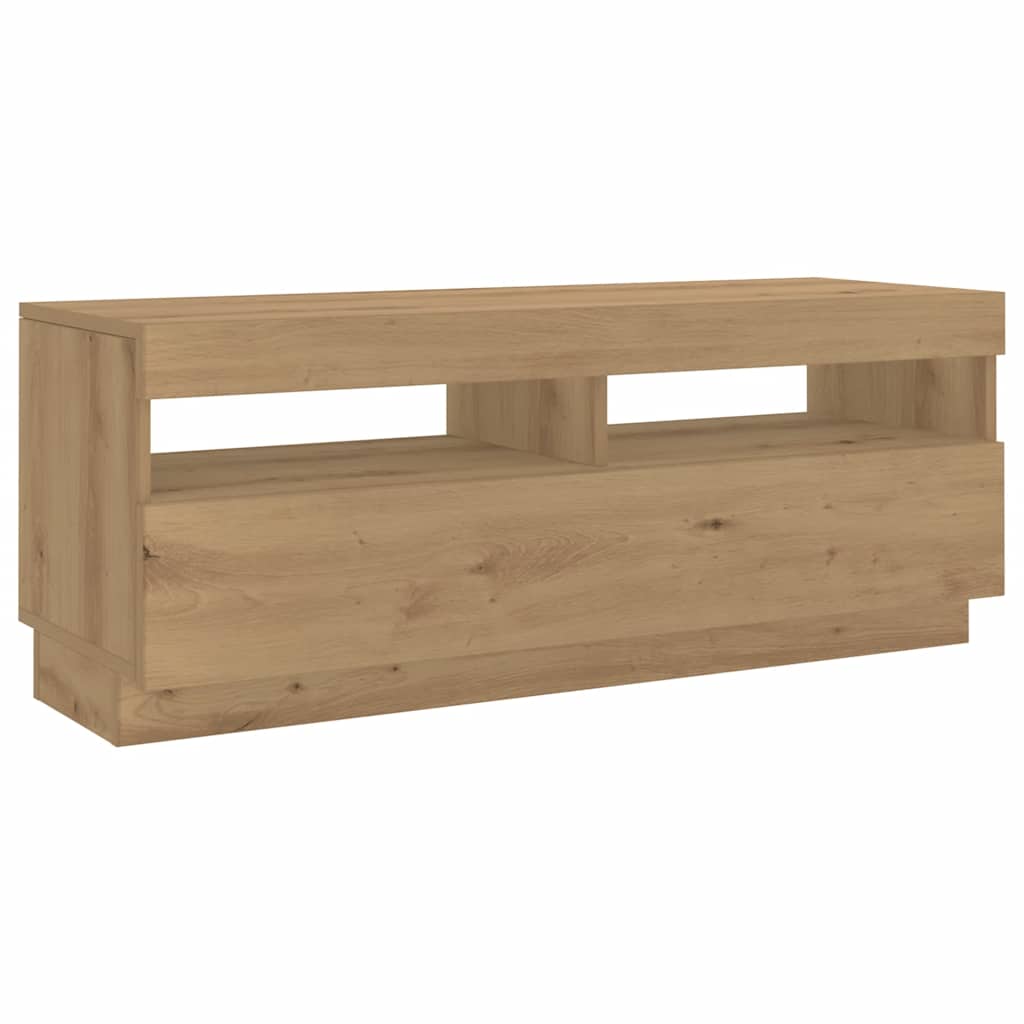 Meuble TV avec lumières LED chêne artisanal bois d'ingénierie - XIOS
