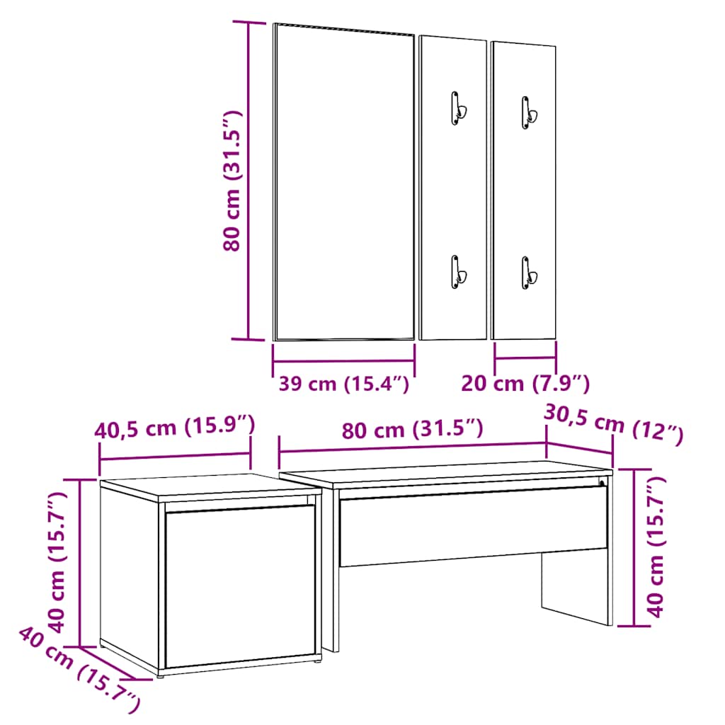 Ensemble de meubles de couloir chêne artisanal bois ingénierie - XIOS