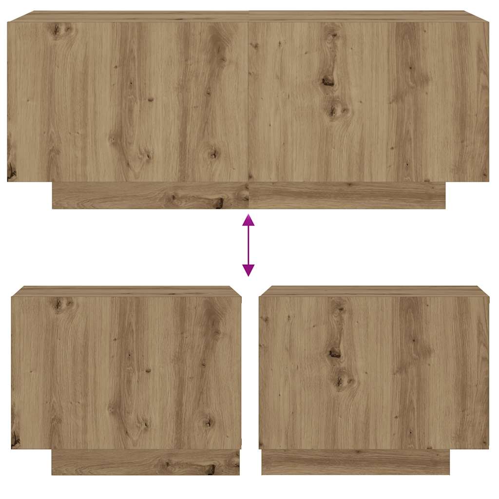 Table de chevet chêne artisanal 100x35x40 cm bois d’ingénierie - XIOS