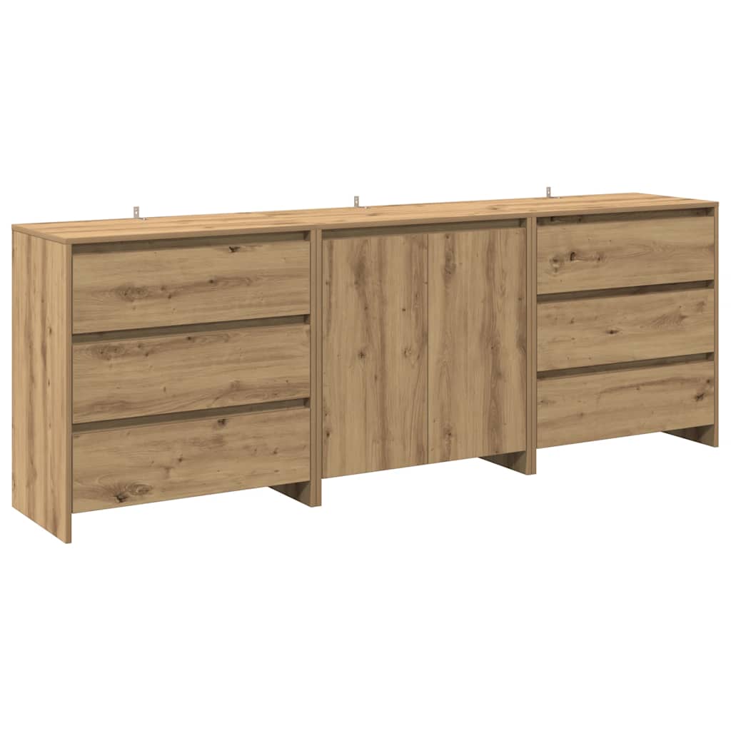 Buffet 3 pcs chêne artisanal bois d'ingénierie - XIOS