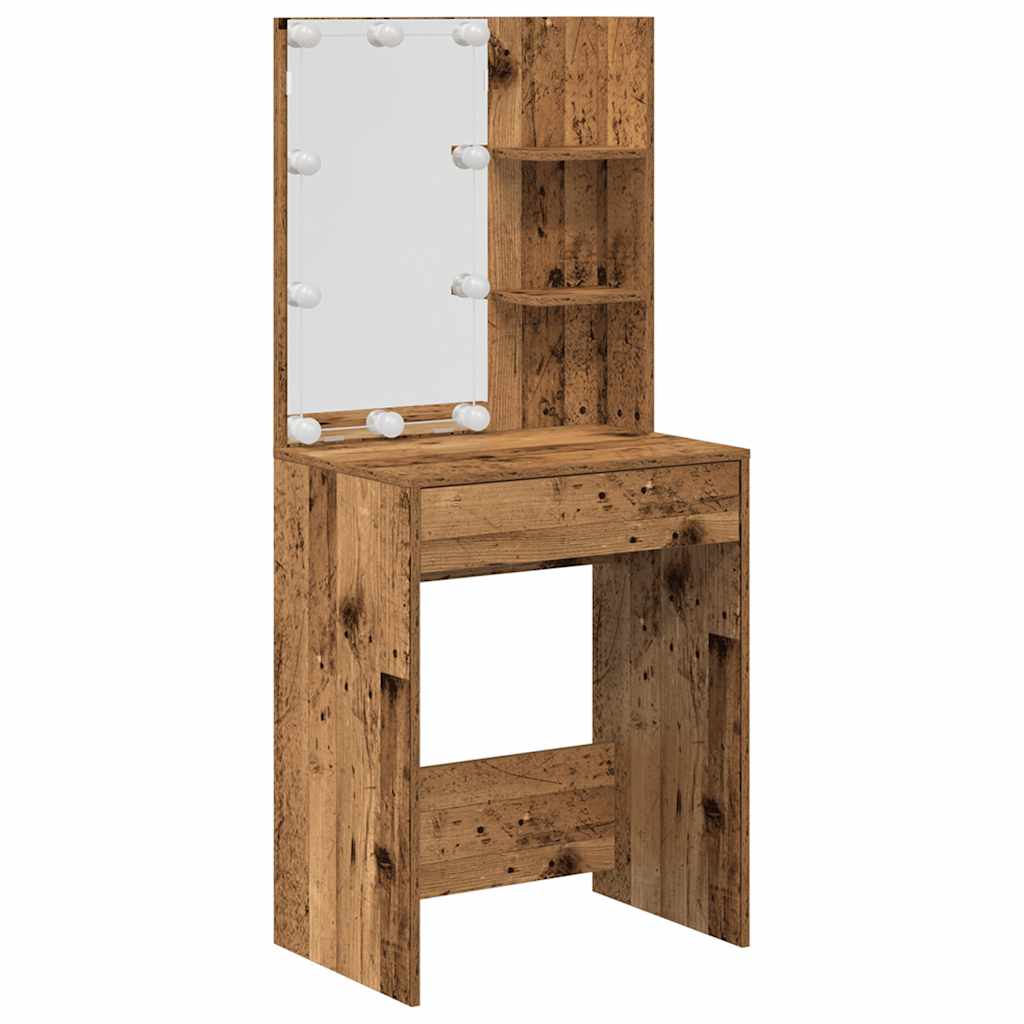 Ensemble de coiffeuse avec LED vieux bois bois d'ingénierie - XIOS