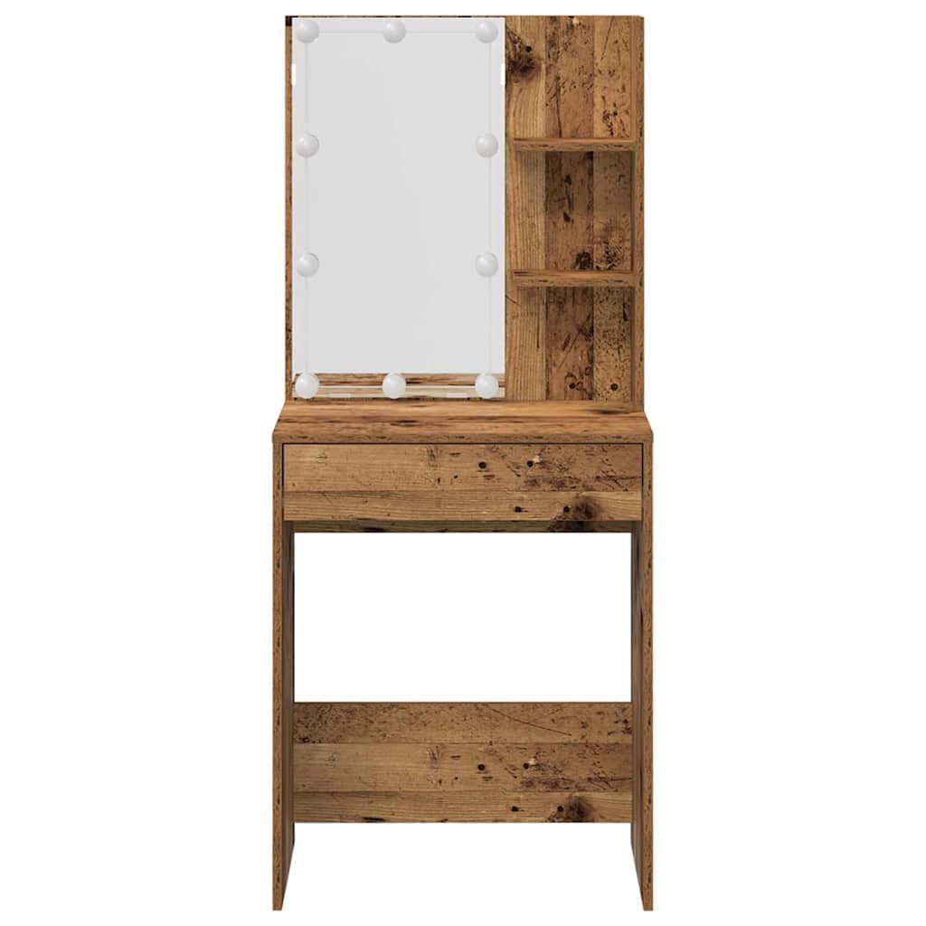 Ensemble de coiffeuse avec LED vieux bois bois d'ingénierie - XIOS
