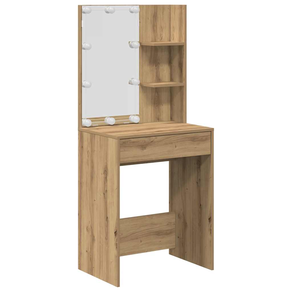 Ensemble de coiffeuse avec LED chêne artisanal bois ingénierie - XIOS