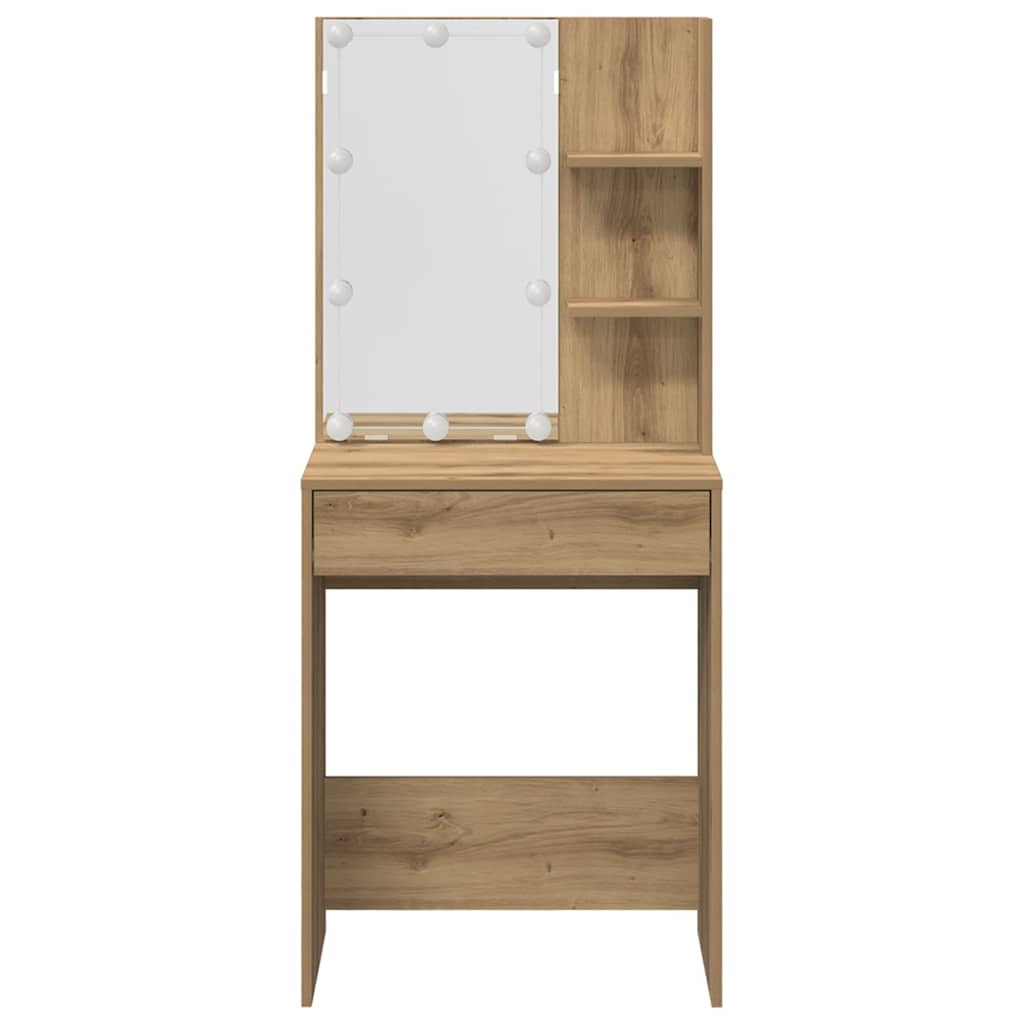 Ensemble de coiffeuse avec LED chêne artisanal bois ingénierie - XIOS