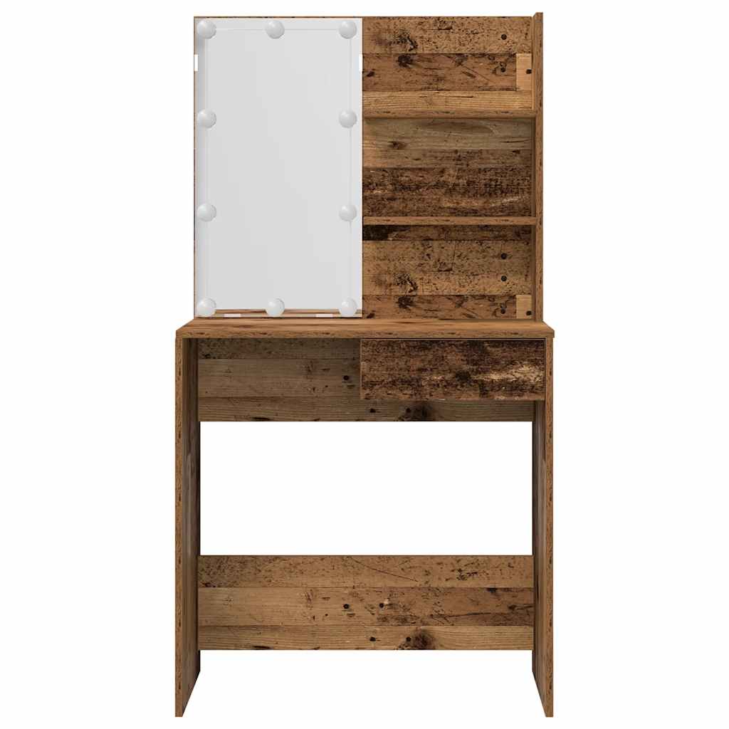 Ensemble de coiffeuse avec LED vieux bois bois d'ingénierie - XIOS