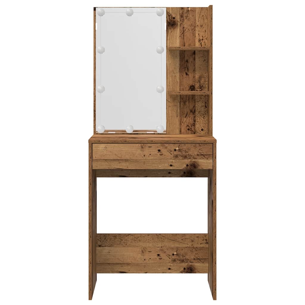 Ensemble de coiffeuse avec LED vieux bois bois d'ingénierie - XIOS