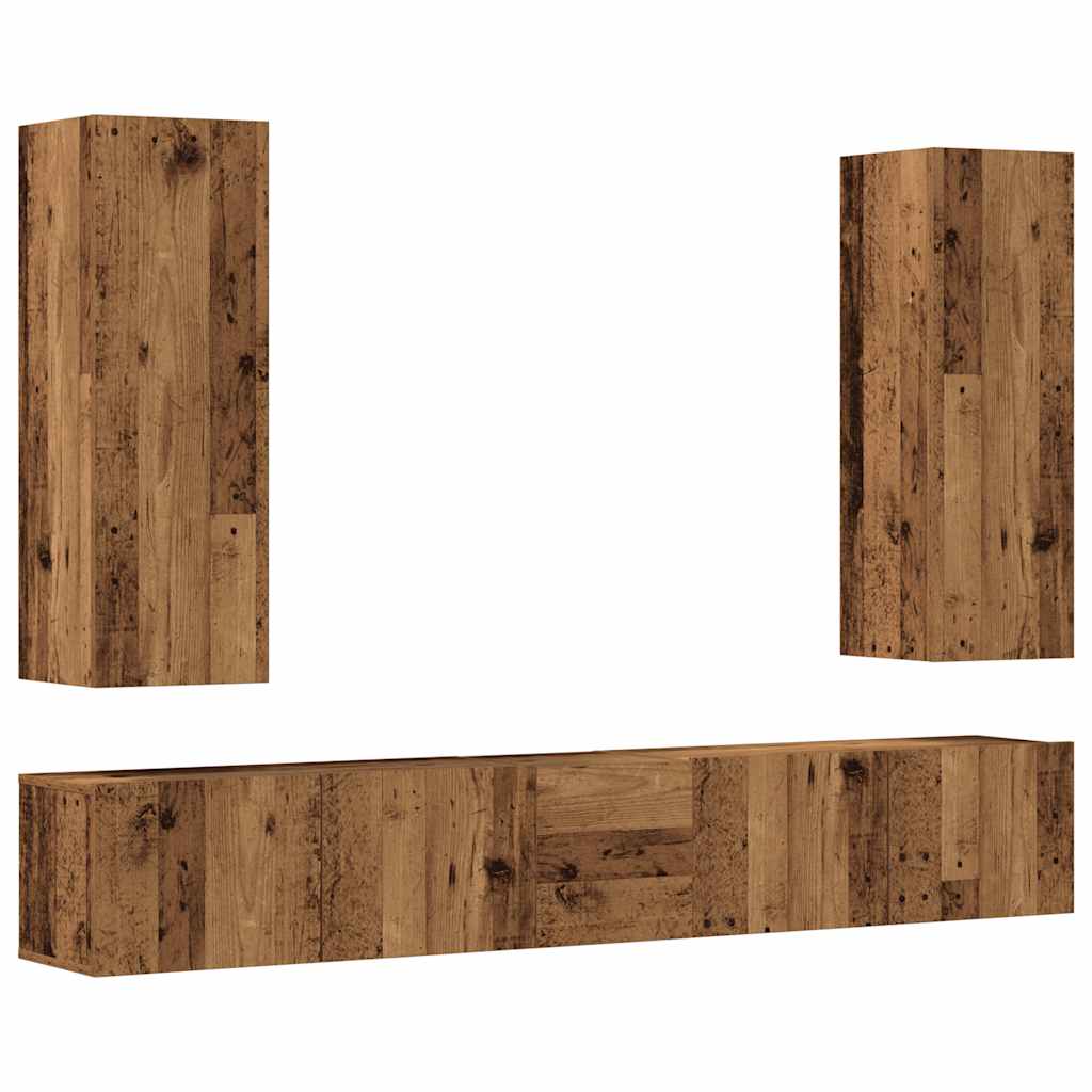 Ensemble de meuble TV mural 5 pcs vieux bois bois d'ingénierie - XIOS