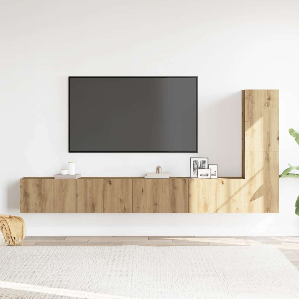 Ensemble de meuble TV mural 3 pcs chêne artisanal - XIOS