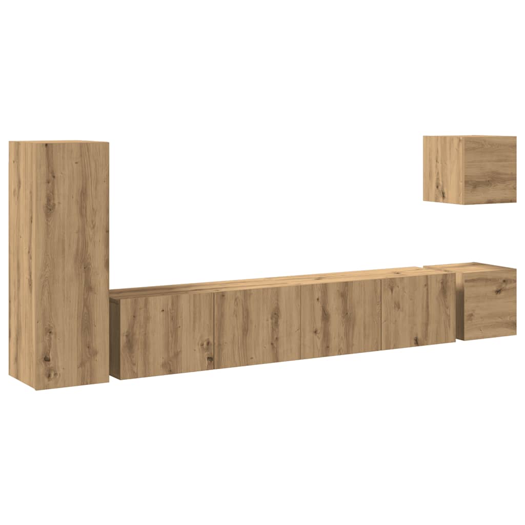Ensemble de meuble TV mural 5 pcs chêne artisanal - XIOS