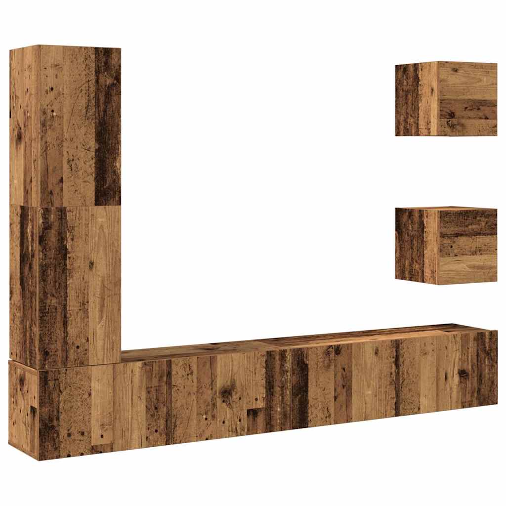 Ensemble de meuble TV mural 5 pcs vieux bois bois d'ingénierie - XIOS