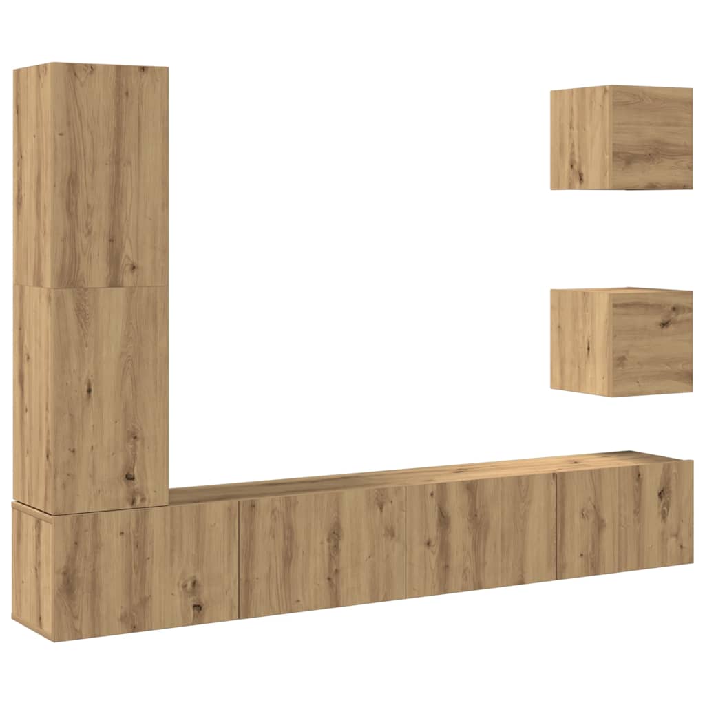 Ensemble de meuble TV mural 5 pcs chêne artisanal - XIOS