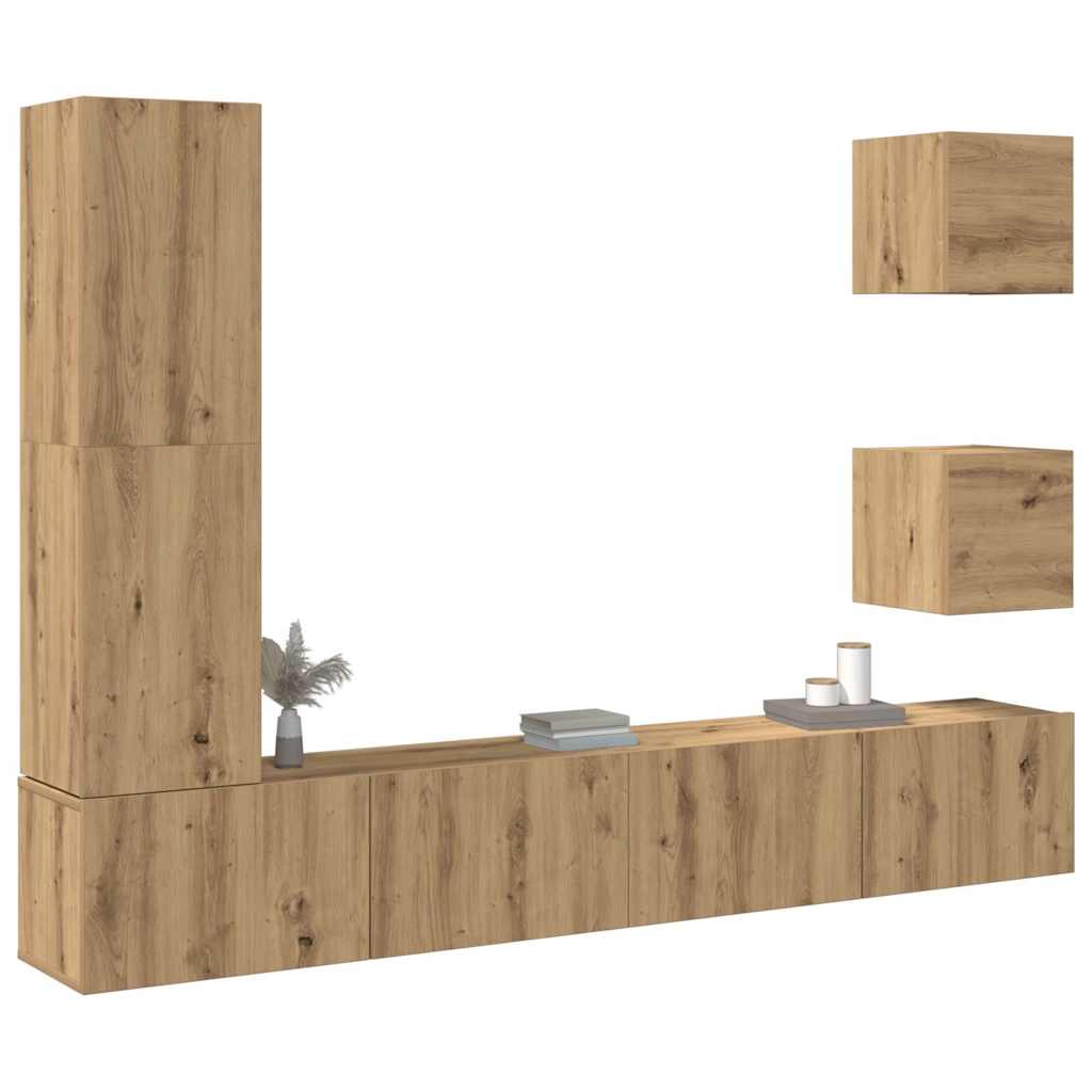 Ensemble de meuble TV mural 5 pcs chêne artisanal - XIOS