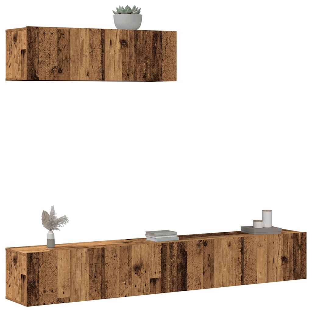 Ensemble de meuble TV mural 3 pcs vieux bois bois d'ingénierie - XIOS