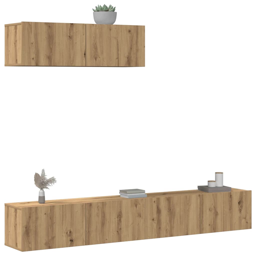 Ensemble de meuble TV mural 3 pcs chêne artisanal - XIOS