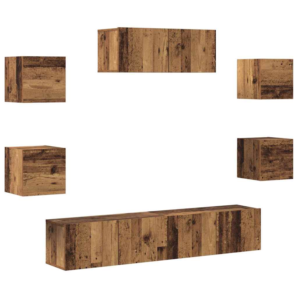 Ensemble de meuble TV mural 5 pcs vieux bois - XIOS