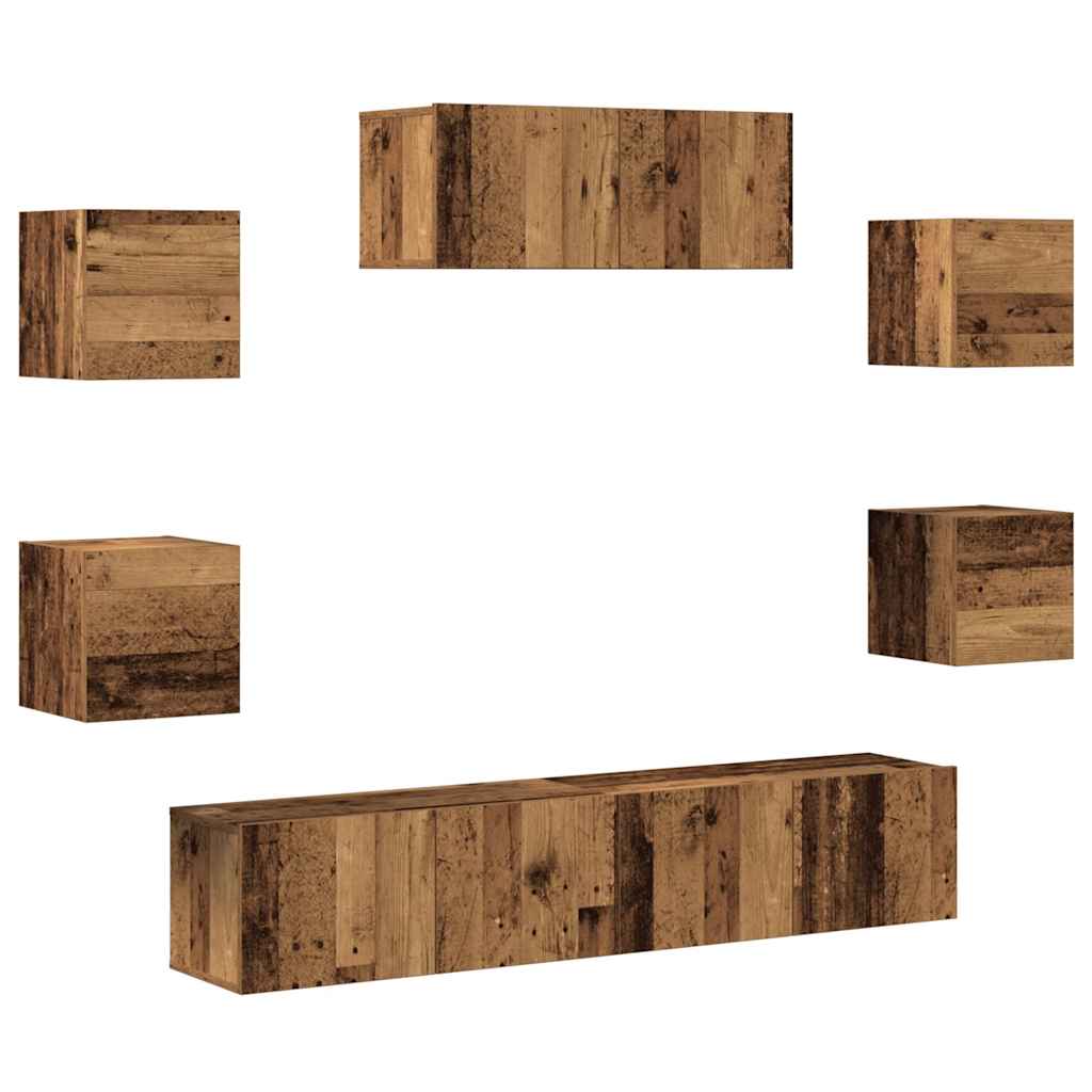 Ensemble de meuble TV mural 5 pcs vieux bois - XIOS
