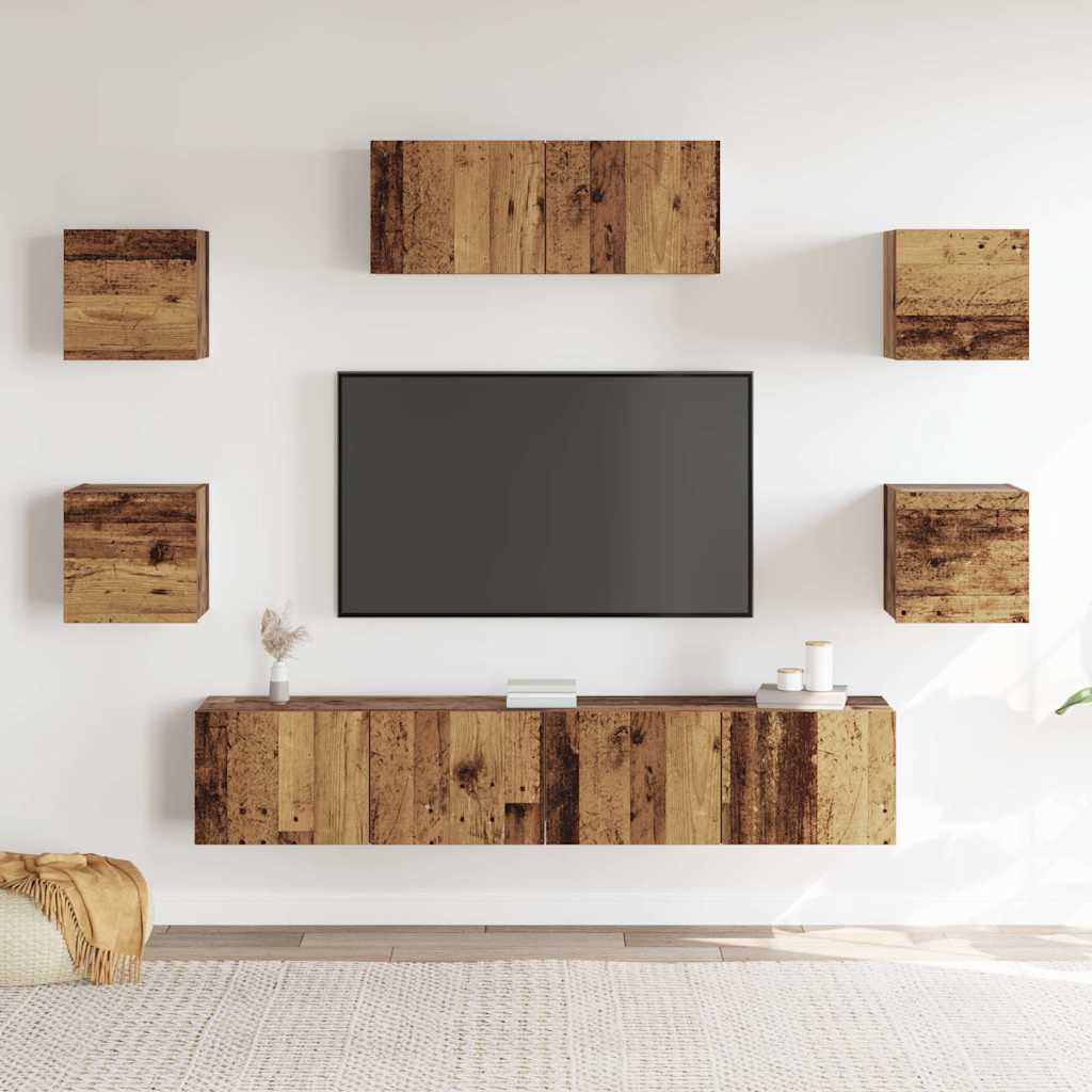 Ensemble de meuble TV mural 5 pcs vieux bois - XIOS