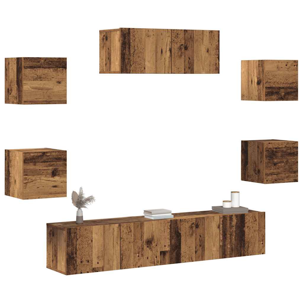 Ensemble de meuble TV mural 5 pcs vieux bois - XIOS