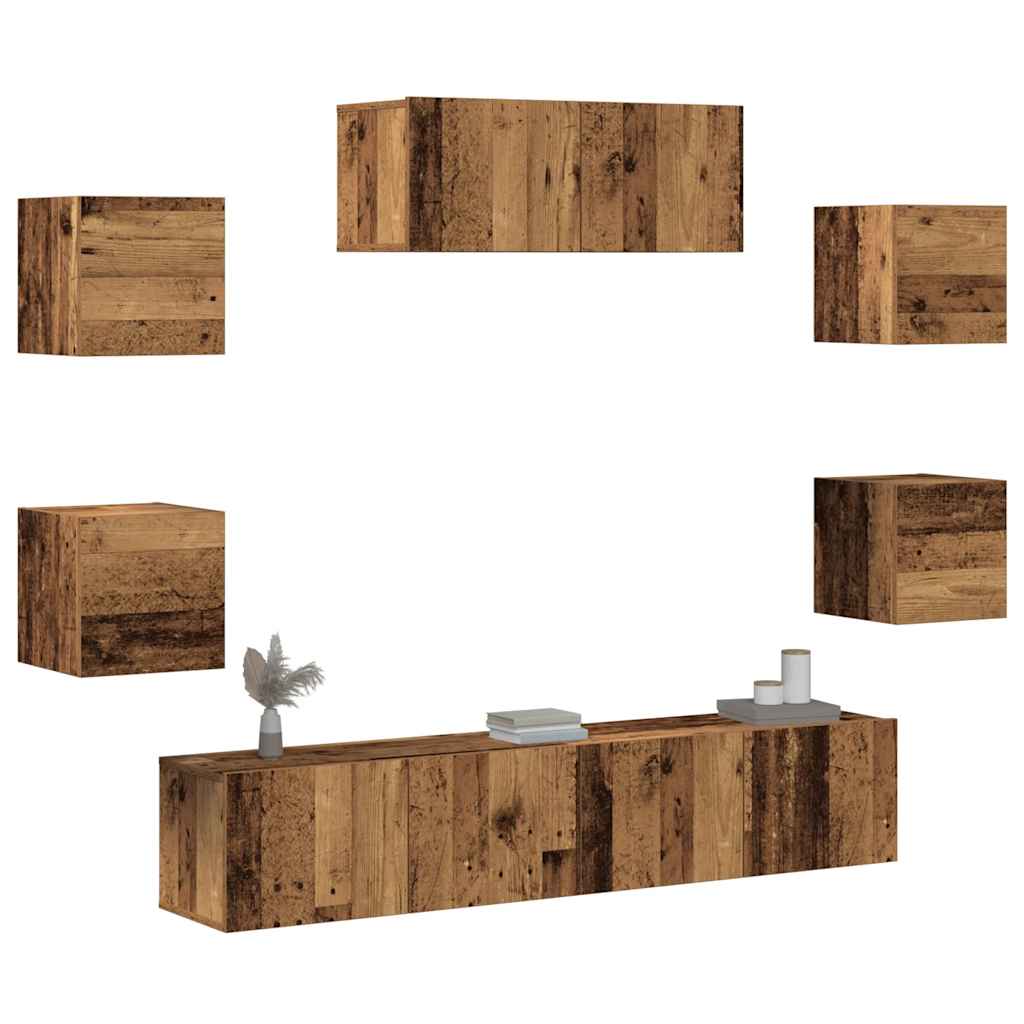 Ensemble de meuble TV mural 5 pcs vieux bois - XIOS