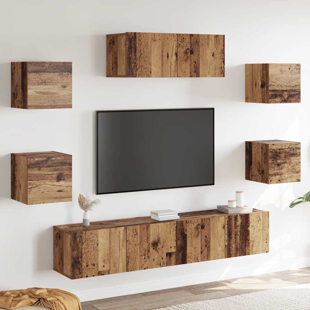 Ensemble de meuble TV mural 5 pcs vieux bois - XIOS