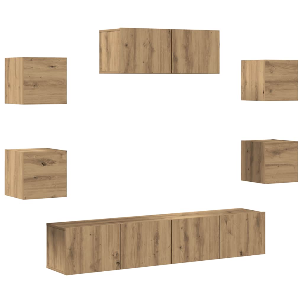 Ensemble de meuble TV mural 7 pcs chêne artisanal - XIOS