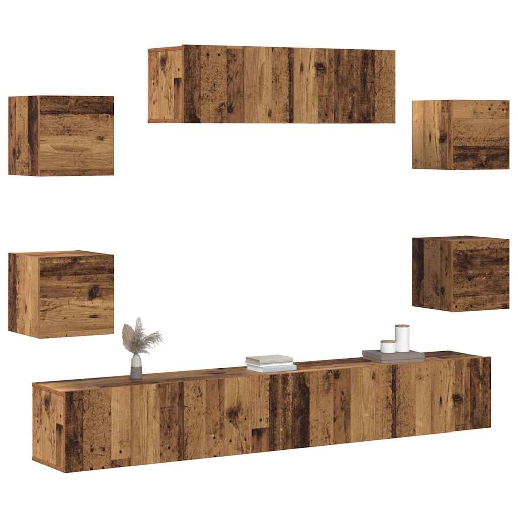 Ensemble de meuble TV mural 7 pcs vieux bois bois d'ingénierie
