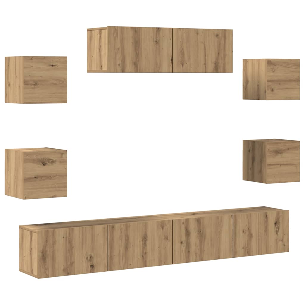 Ensemble de meuble TV mural 7 pcs chêne artisanal - XIOS