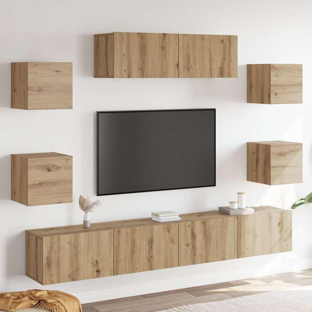 Ensemble de meuble TV mural 7 pcs chêne artisanal - XIOS