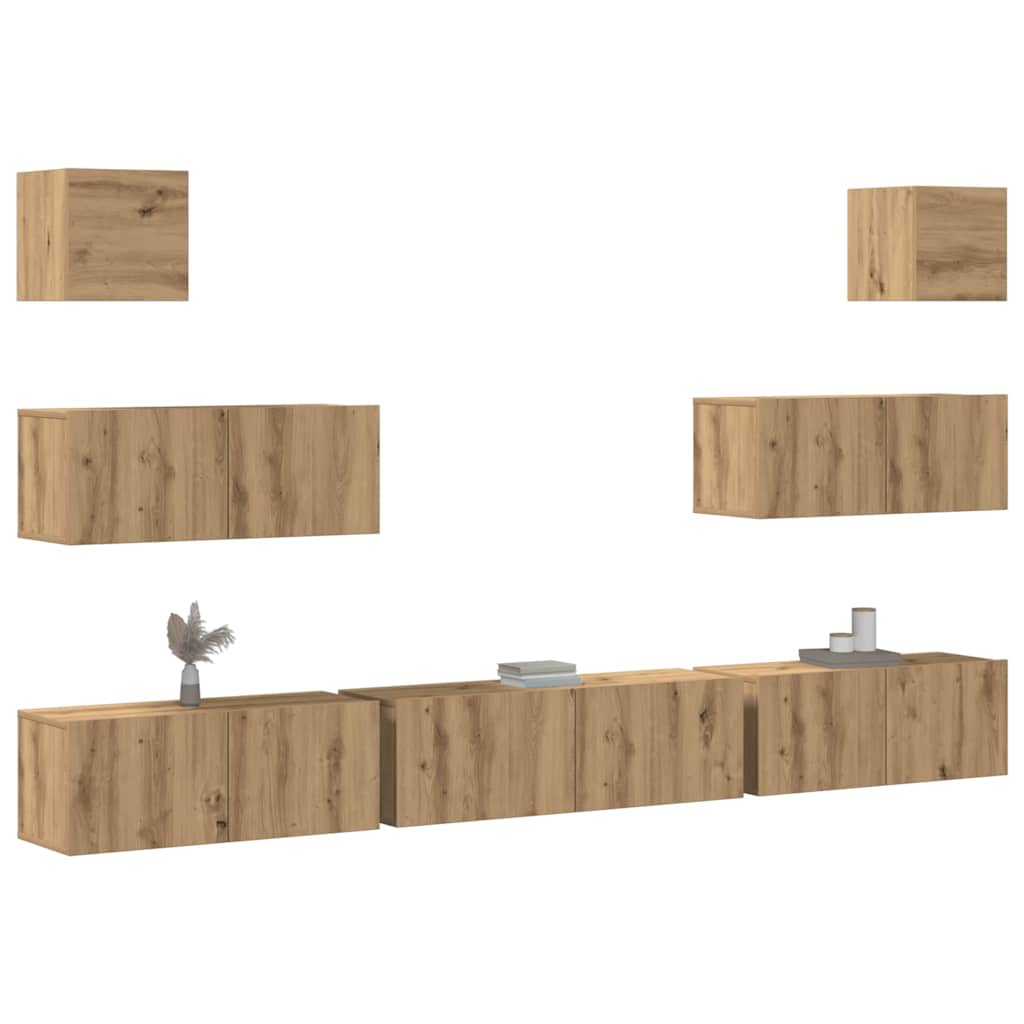 Ensemble de meuble TV mural 7 pcs chêne artisanal - XIOS