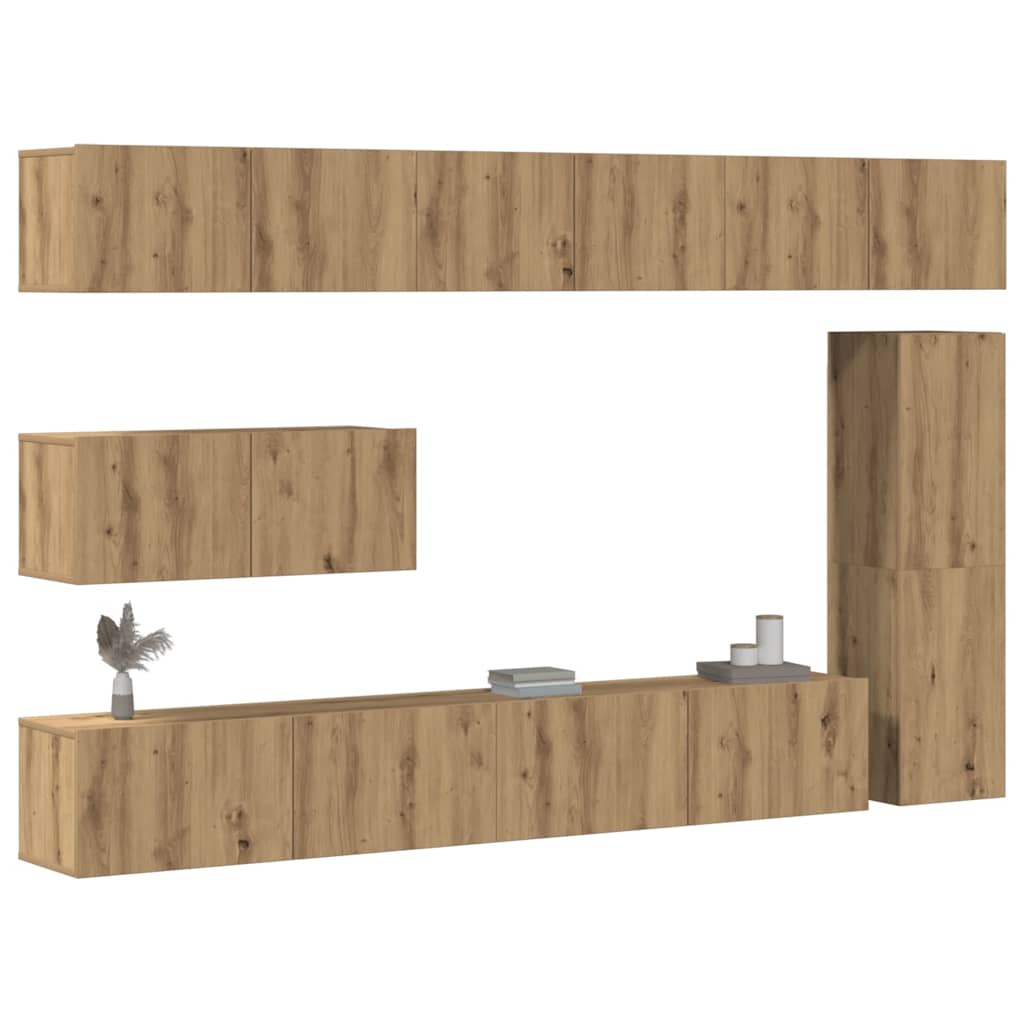 Ensemble de meuble TV mural 7 pcs chêne artisanal - XIOS