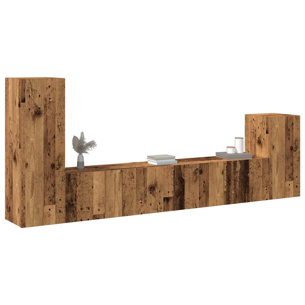 Ensemble de meuble TV mural 4 pcs vieux bois bois d'ingénierie - XIOS