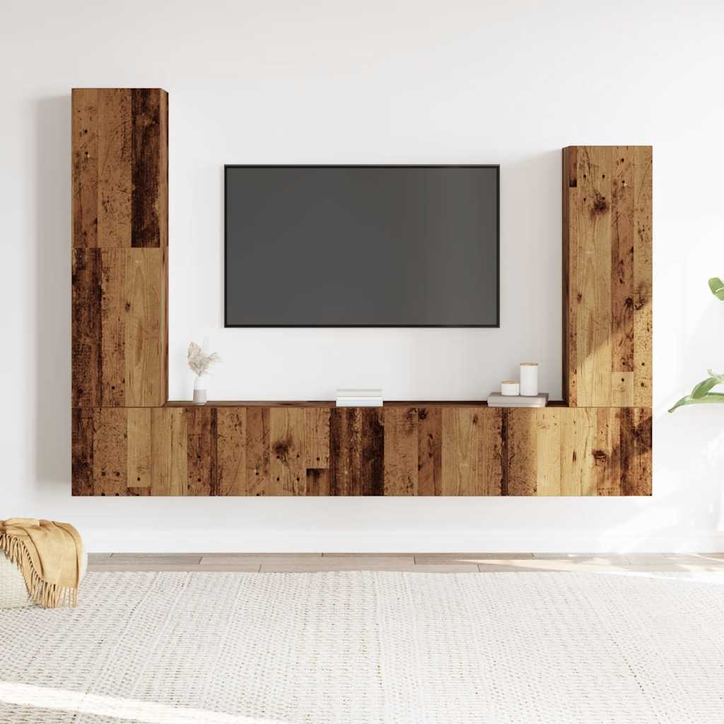 Ensemble de meuble TV mural 4 pcs vieux bois bois d'ingénierie - XIOS