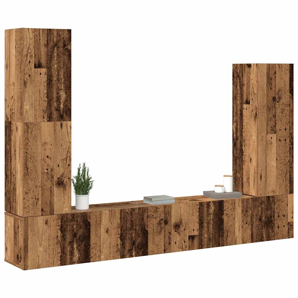Ensemble de meuble TV mural 4 pcs vieux bois bois d'ingénierie - XIOS