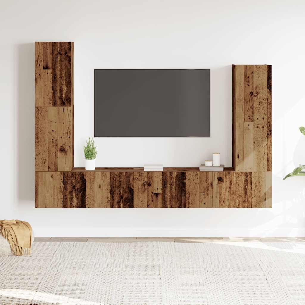 Ensemble de meuble TV mural 4 pcs vieux bois bois d'ingénierie - XIOS