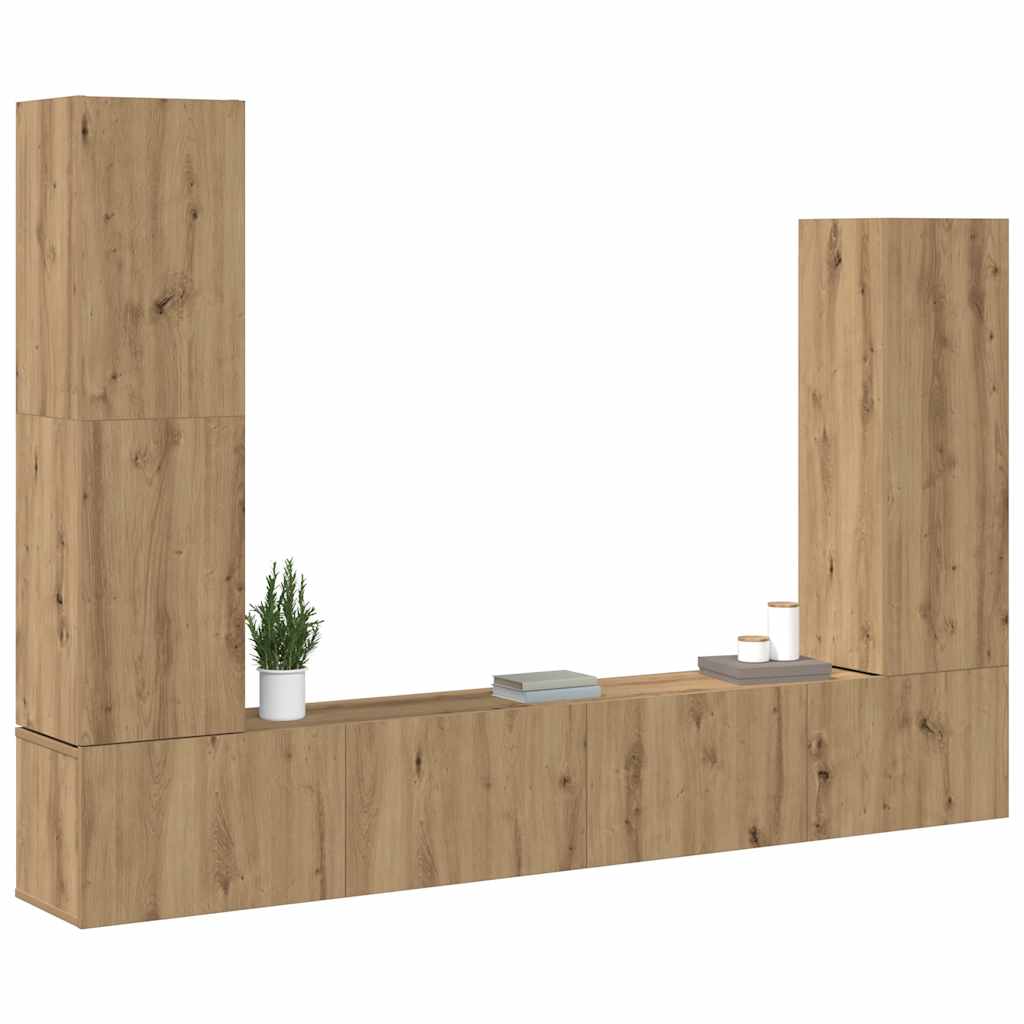 Ensemble de meuble TV mural 4 pcs chêne artisanal - XIOS
