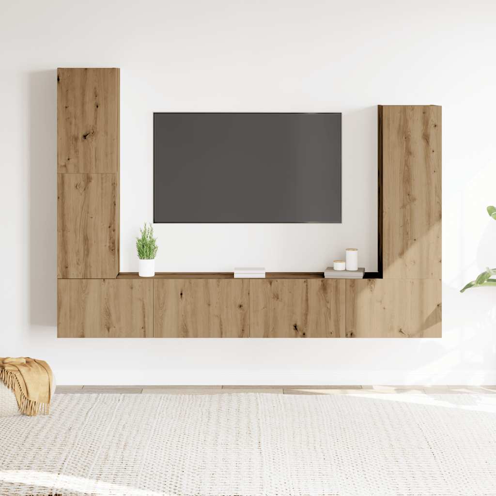 Ensemble de meuble TV mural 4 pcs chêne artisanal - XIOS