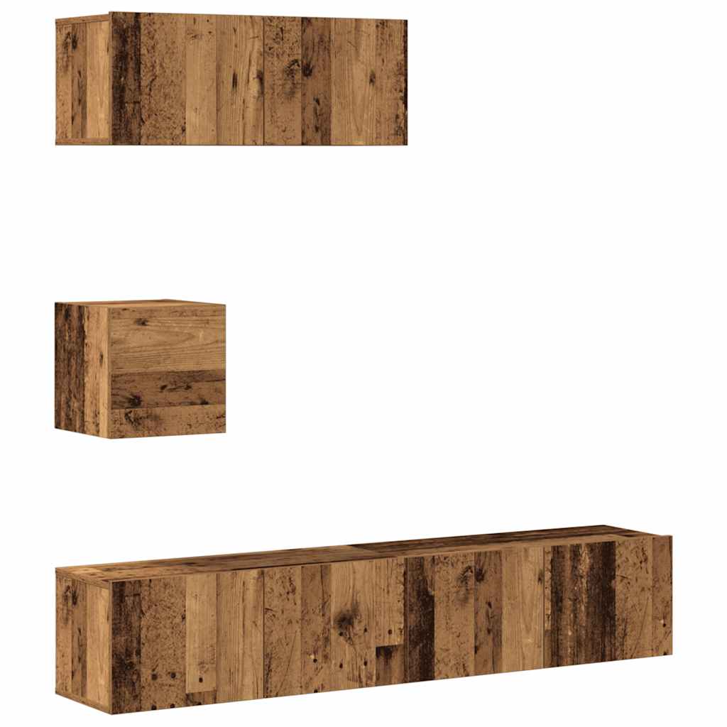 Ensemble de meuble TV mural 4 pcs vieux bois bois d'ingénierie - XIOS