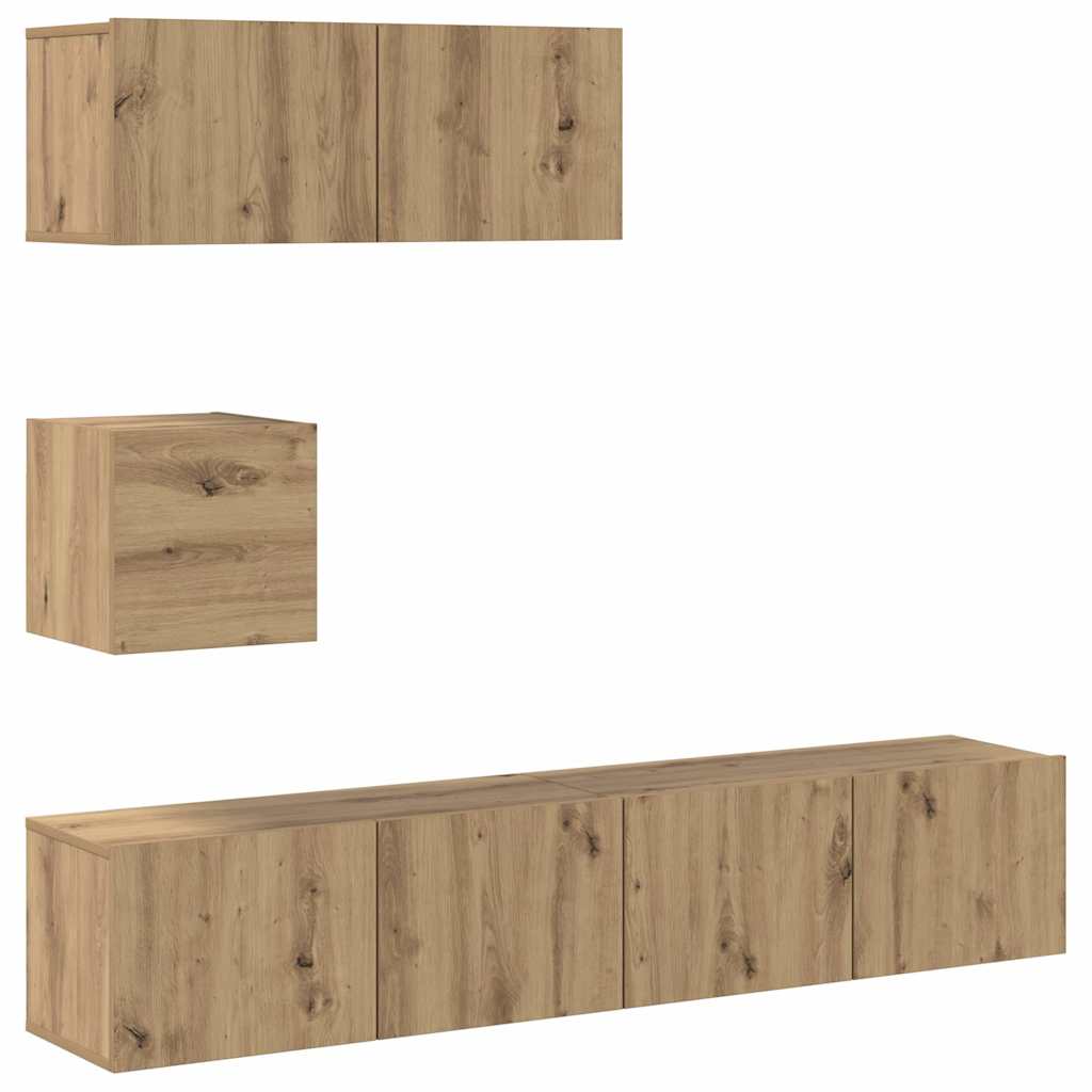 Ensemble de meuble TV mural 4 pcs chêne artisanal - XIOS