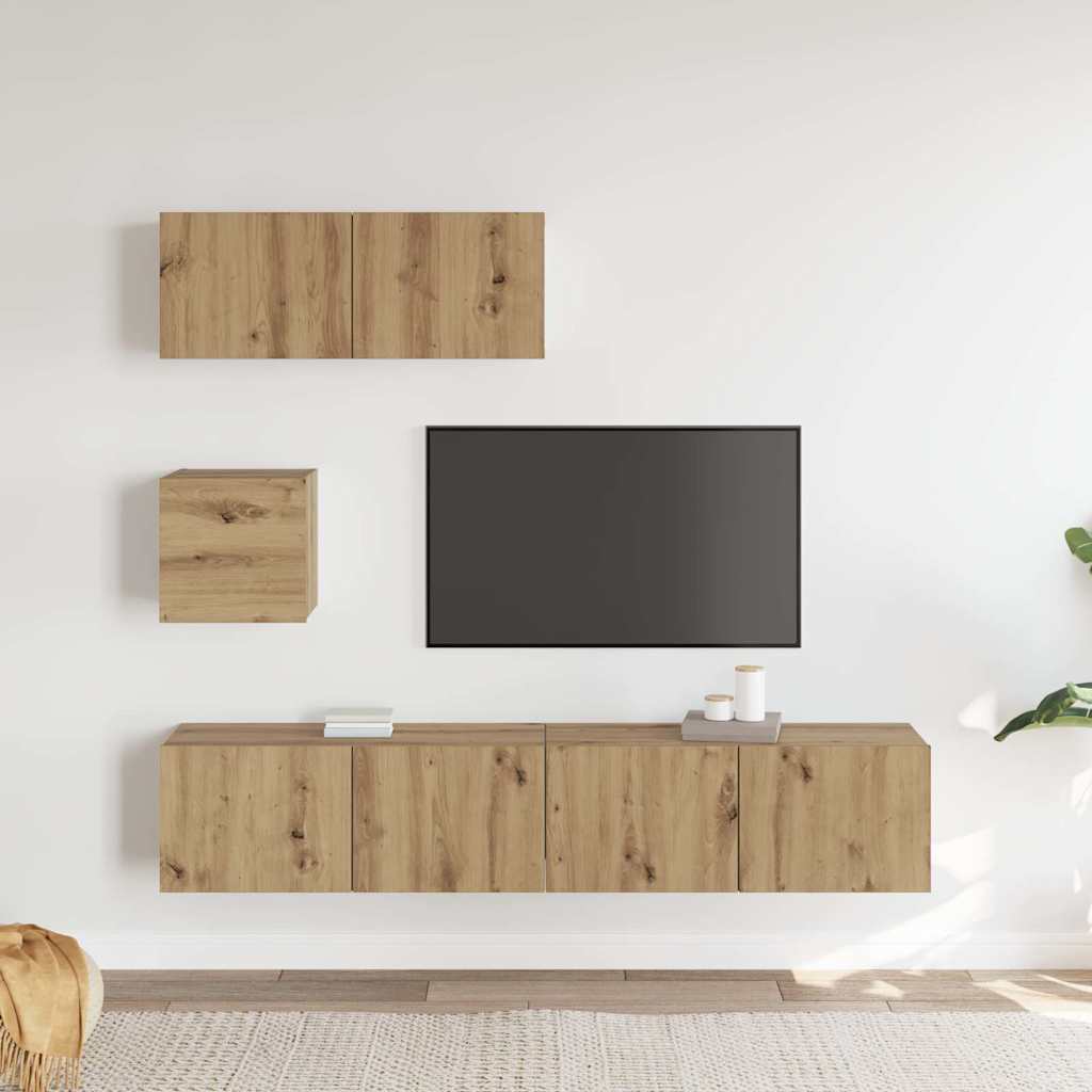 Ensemble de meuble TV mural 4 pcs chêne artisanal - XIOS