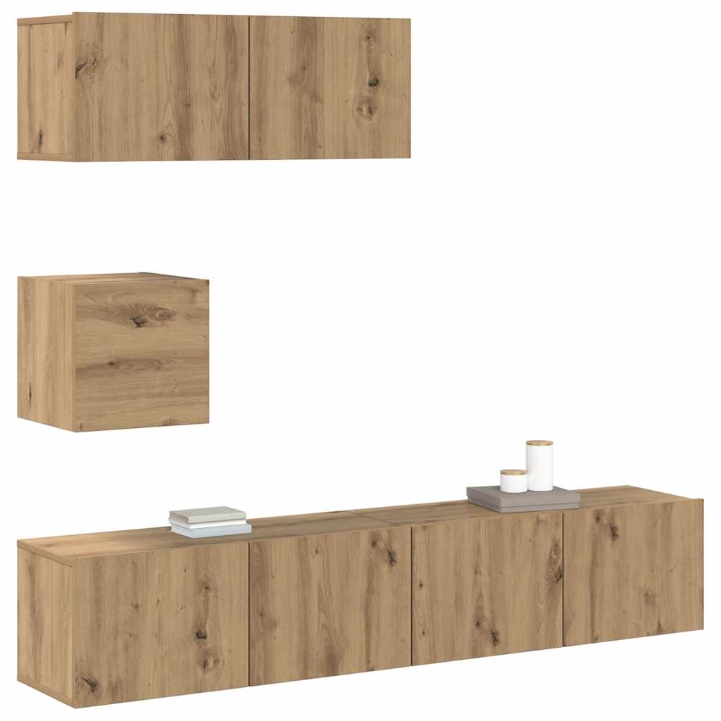 Ensemble de meuble TV mural 4 pcs chêne artisanal - XIOS