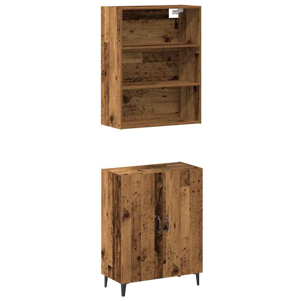 Buffet avec armoire murale vieux bois bois d'ingénierie - XIOS